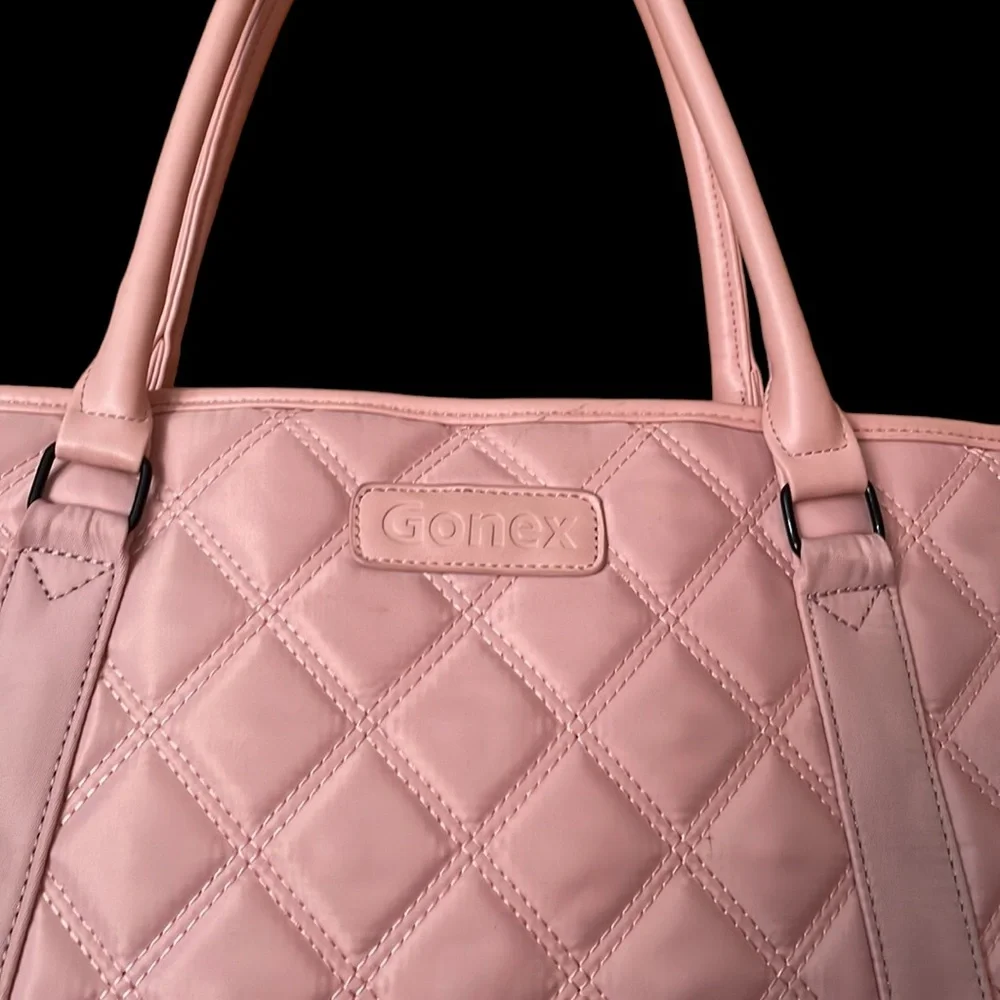 Gonex Quilted Nylon and Faux Leather Pink Carry All Baby Bag